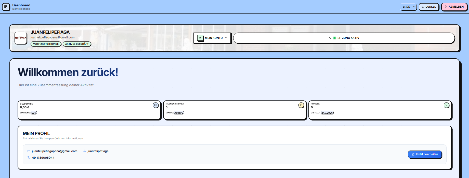 Dashboard de cliente