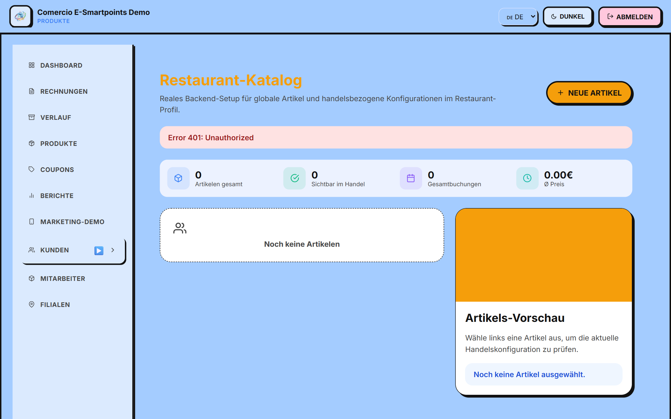 Menú de restaurante